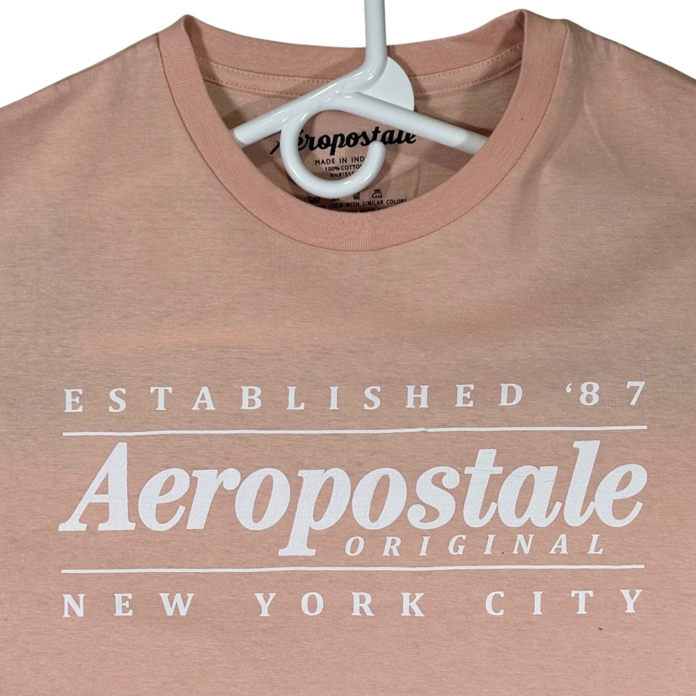 Aeropostale Mens Graphic T-Shirt Cameo Rose Pink NYC Est 87 Size Medium New